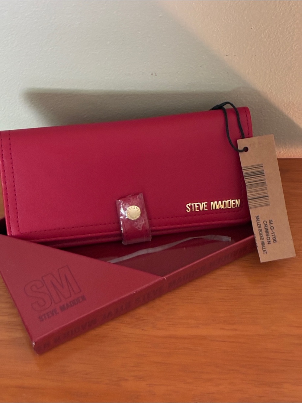 Steve Madden Clutch Wallet with original gift box, Crimson Red, New with Tags!!